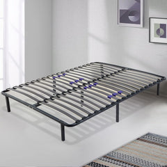 SAMPUR - Sommier Essentiel 140x190 cm | Résistant et Confortable | 7 Pieds Inclus | Lattes réglables | Cadre métal laqué époxy | Sommier 1 ou 2 Personnes | Montage Rapide et Facile