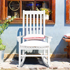 Fauteuil à Bascule en Bois d'Acacia Chaise Berçante pour Jardin Pelouse Balcon Blanc -