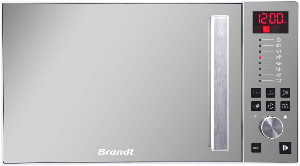 BRANDT - SE2616W - Micro-ondes Solo Electronique 26L – 900W – Autoprogramme 8 positions – 3 mémoires – Programme Speed Defrost – Façade miroir – Cavité énamelite – Blanc