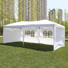 Goutime tonnelle Pliante 3x6,Pop up canopée Gazebo Tente de fête,4 Murs détachables Même Sac à roulettes,abri de Jardin Exterieur,Tente de réception(Blanc)