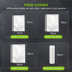 Bonsenkitchen Food Vacuum Sealer Machine, 5 Modes-8L/min, Globefish Technology for Continuous Work at High Speed, Includes 100 Vacuum Bags and 1 Roll Bag