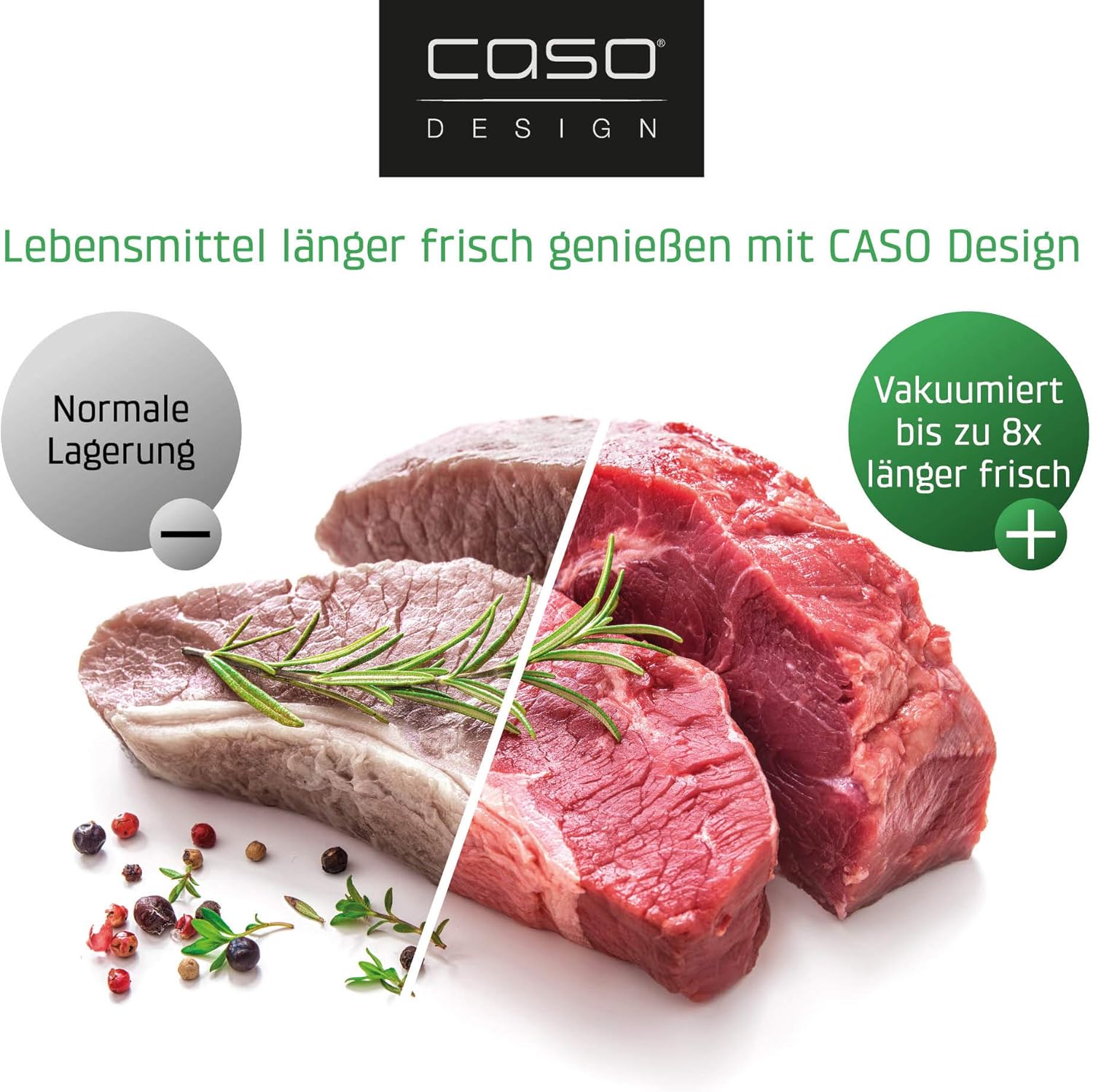 Caso FastVac 500, Professional Commercial Vacuum Sealer, Stainless Steel, Double Piston Pump, 15 Litres/Minute, Includes 2 Free Foil Rolls