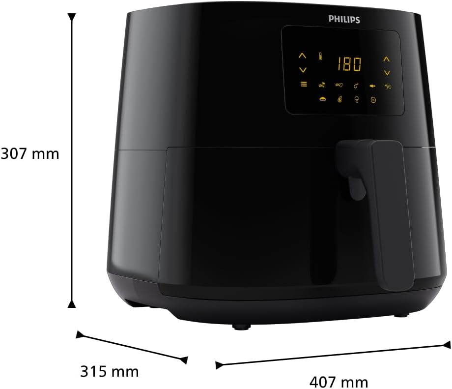 Versuni Philips Airfryer Series 3000 XL, 6.2L (1.2 kg), 14 in 1, 90% Less Fat Thanks to Rapid Air Technology, HomeID Recipe Application, Black (HD9270/90)