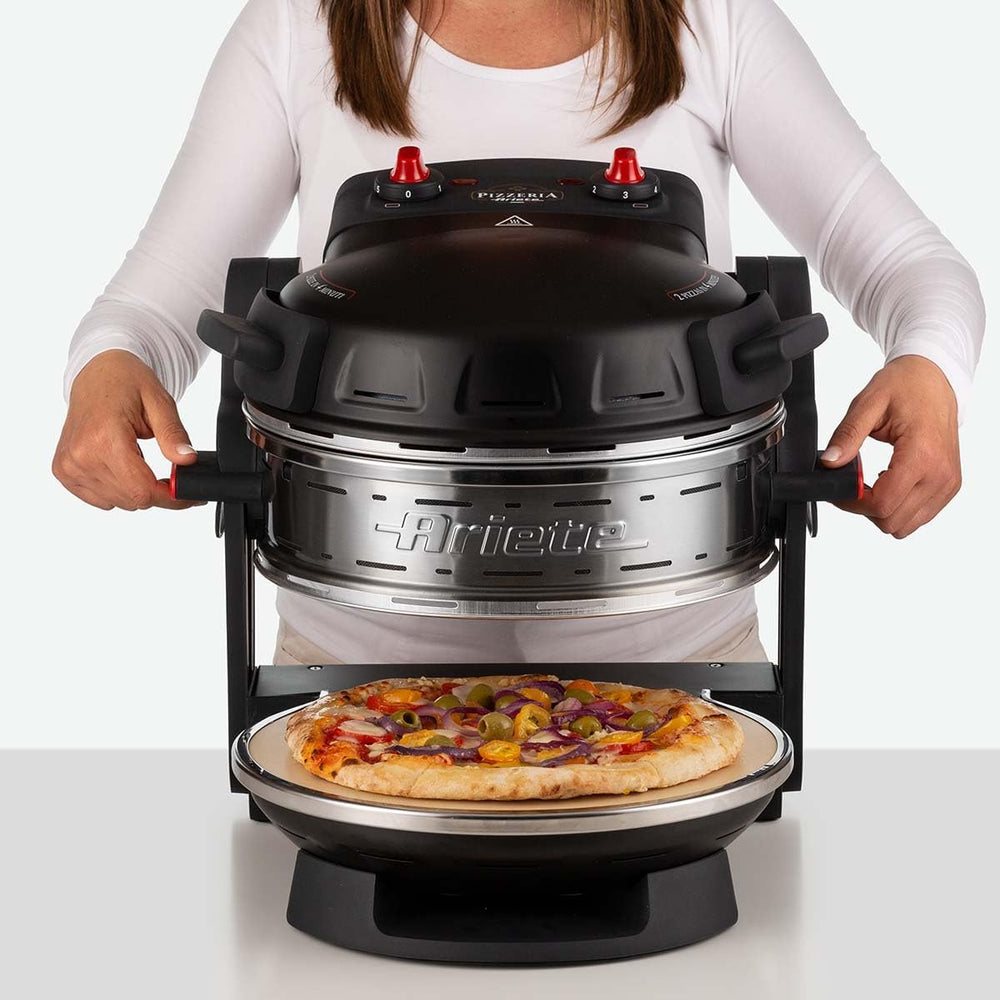 Ariete Pizza Oven 918, Pizza 4 Minutes, 5 Cooking Levels, Refractory Plate for Heating, Wooden Blades Included, Maximum Temperature 400°C, 1200W, White