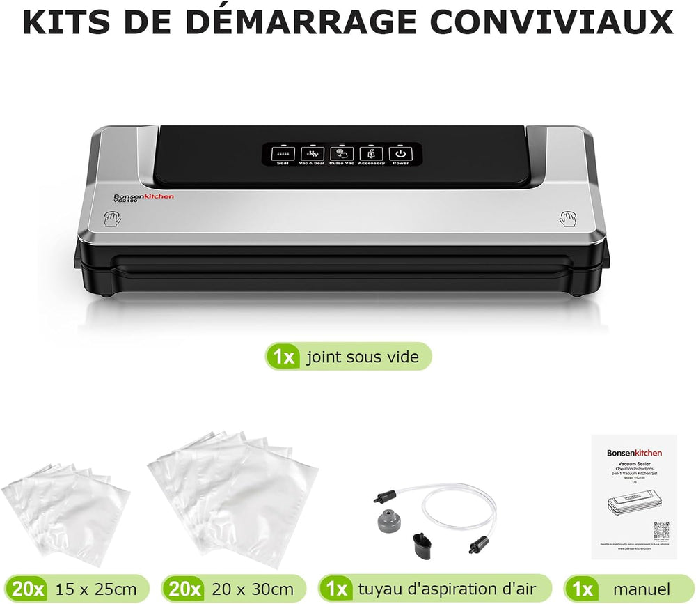 Bonsenkitchen Food Vacuum Sealer - Vacuum Sealer for Vacuum Cooking and Preserving Fresh Food, Including Vacuum Bags 40