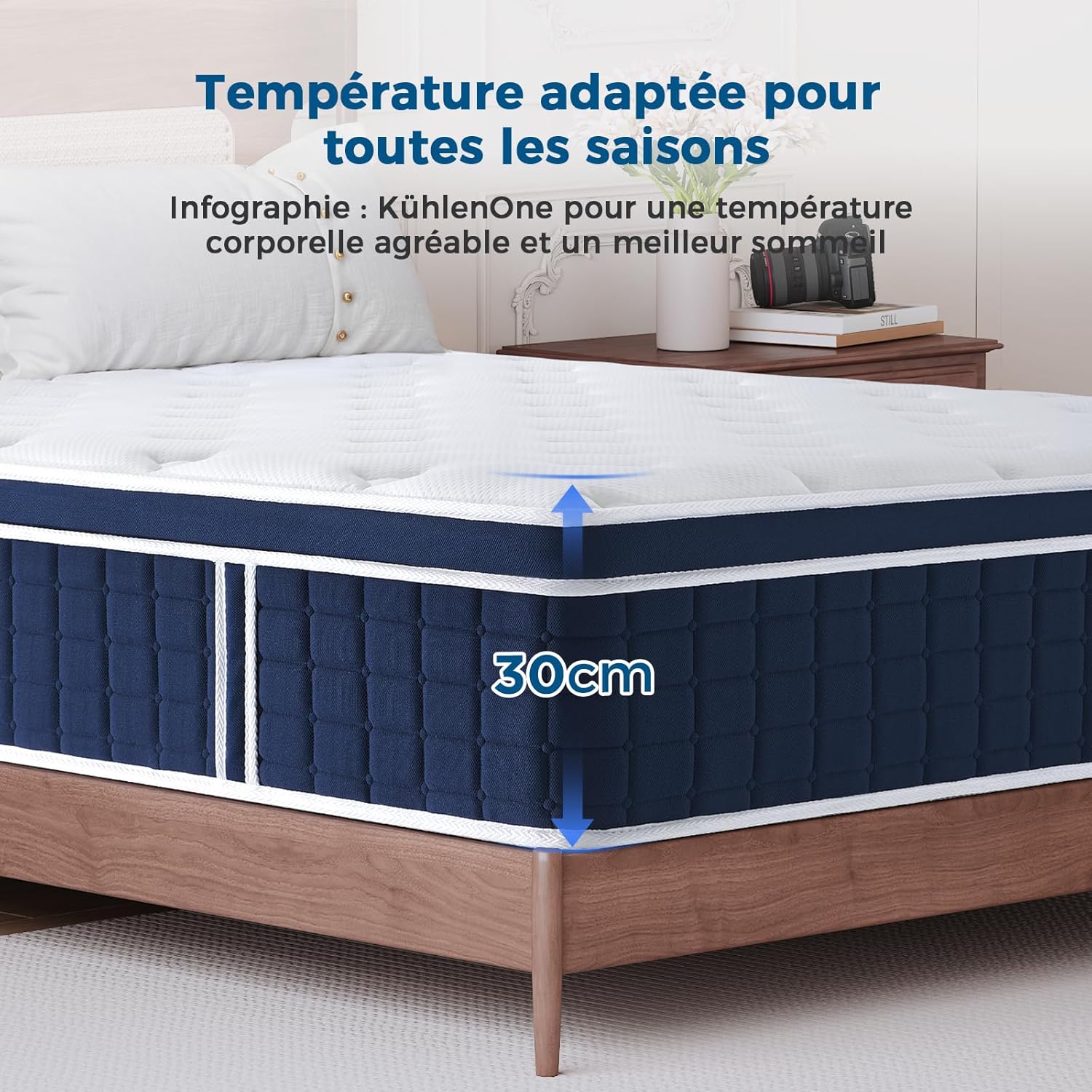 Inofia Ace Hybrid Firm Mattress 140 x 200 cm H4 Firm Mattress with Breathable Memory Foam and Independent Bagged Springs, 7 Ergonomic Zones, Extra Comfort for Adults and Children