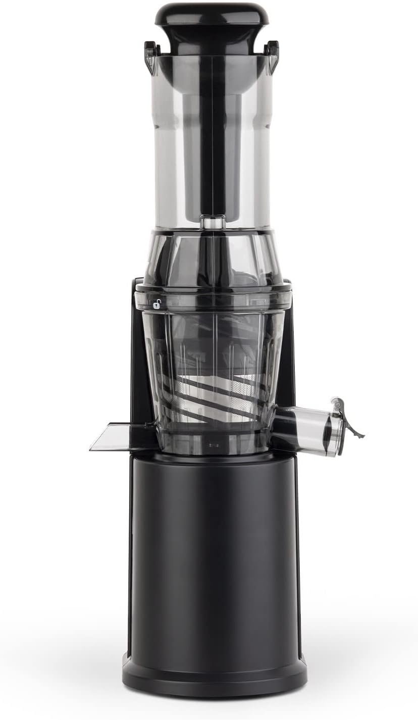 Extracteur de Jus de Fruits et Légumes vertical GSX24 H.Koenig Centrifugeuse Vitamin + sans BPA - 82 mm Large Bouche - 3 tamis pour jus fin ou épais et sorbet - Pression douce - 50 tours 400 W