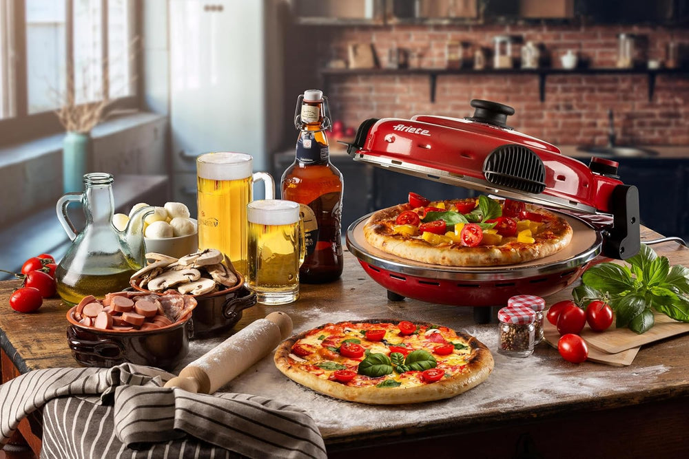 Ariete Pizza Oven 918, Pizza 4 Minutes, 5 Cooking Levels, Refractory Plate for Heating, Wooden Blades Included, Maximum Temperature 400°C, 1200W, White