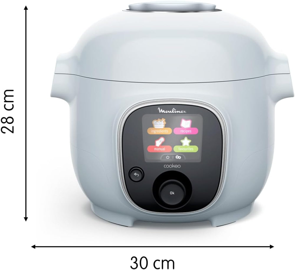 Moulinex, Cookeo Multicuiseur intelligent 6L, 150 recettes intégrées, Cuisson sans surveillance, Ecran intuitif, Guide de cuisson, Application MyMoulinex, 1600W, Blanc, 15 ans réparabilité