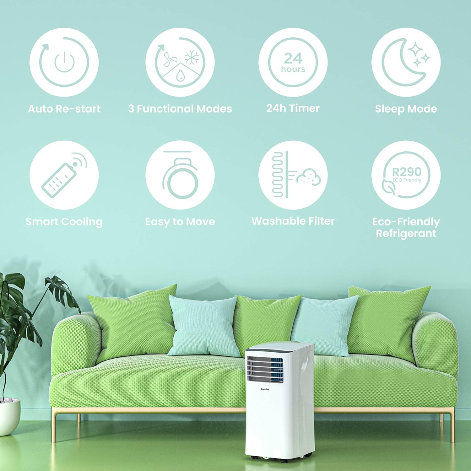 COMFEE’ MPPH-08CRN7 | Climatiseur Mobile 8000 BTU 3-en-1
