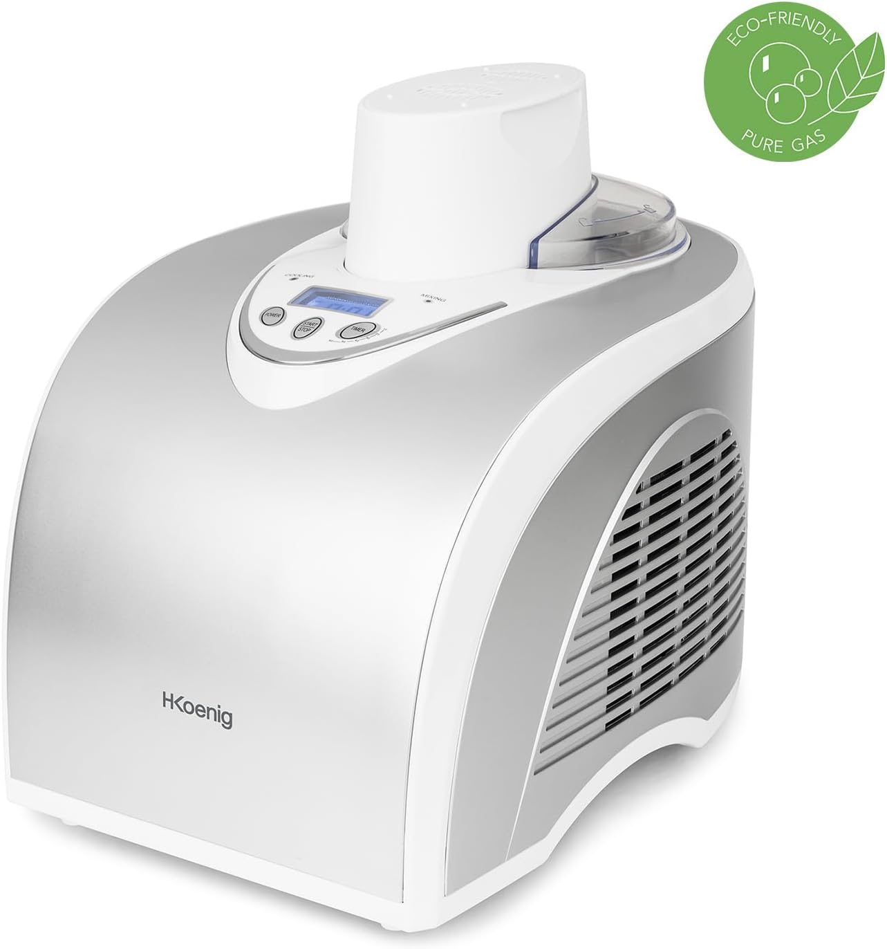 H.Koenig Sorbetière Turbine à Glace Professionnelle HF180, Machine à Glace Electrique 1L, 135 W, Réfrigérante & Maintien du Froid - Sorbet et Crème Glacée