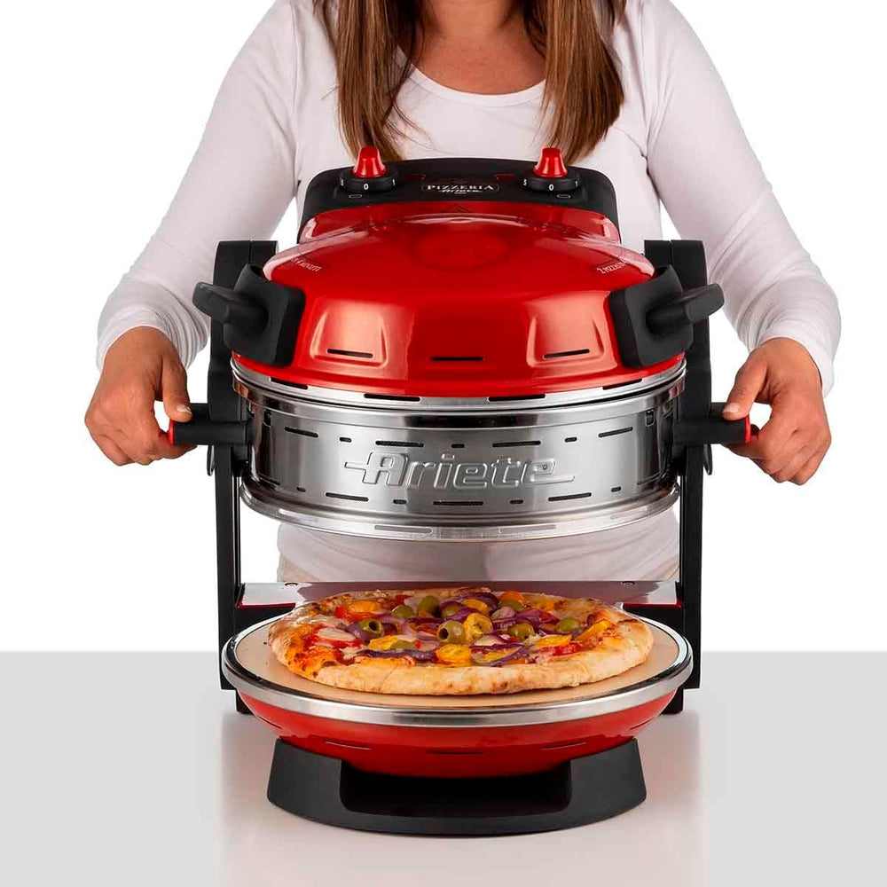 Ariete Pizza Oven 918, Pizza 4 Minutes, 5 Cooking Levels, Refractory Plate for Heating, Wooden Blades Included, Maximum Temperature 400°C, 1200W, White