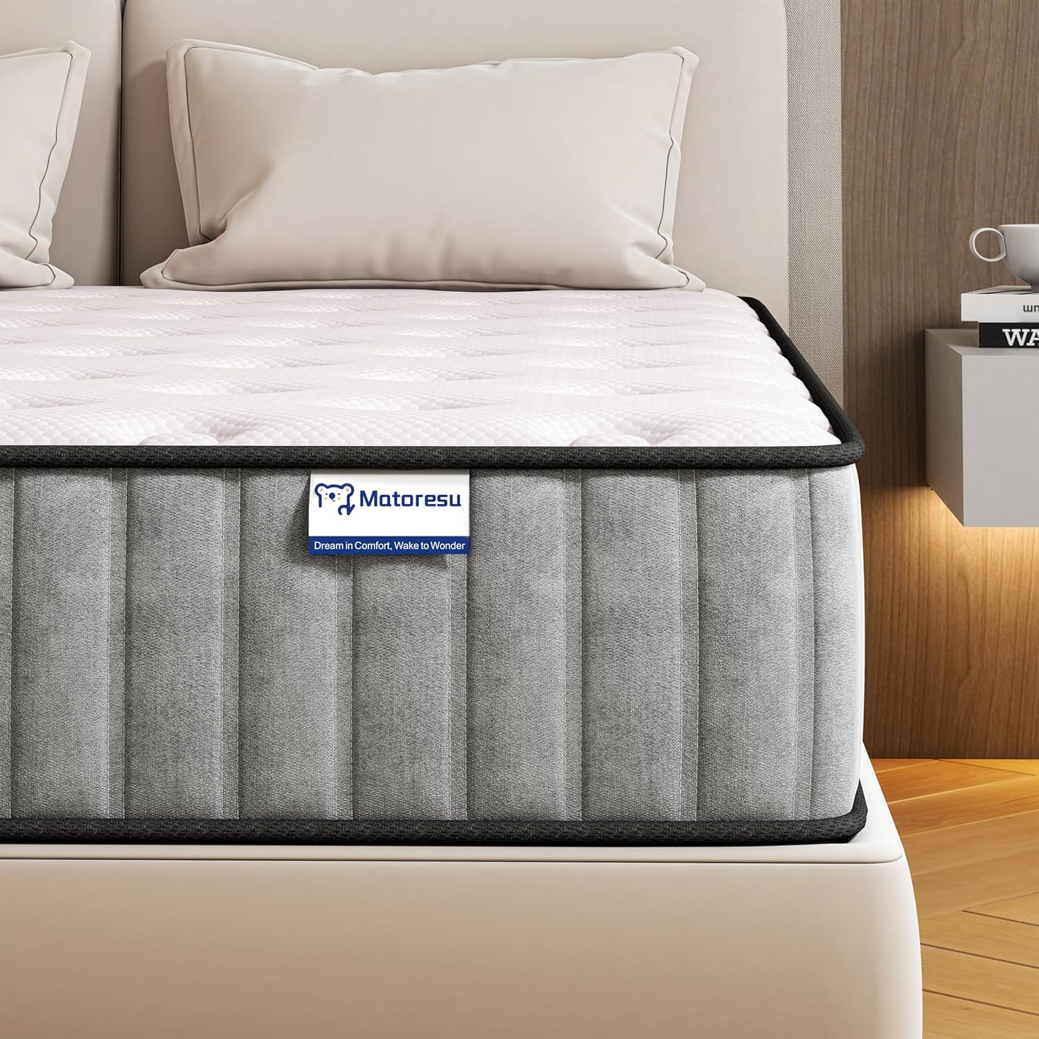 Matoresu Matelas 140x200 Hauteur 25cm, Matelas Hybride à Ressorts Ensachés Indépendant en Mousse à Mémoire de Forme, Tissu Doux pour La Peau&Soutien Confortable, Matelas 2 Personnes Moyenne Ferme