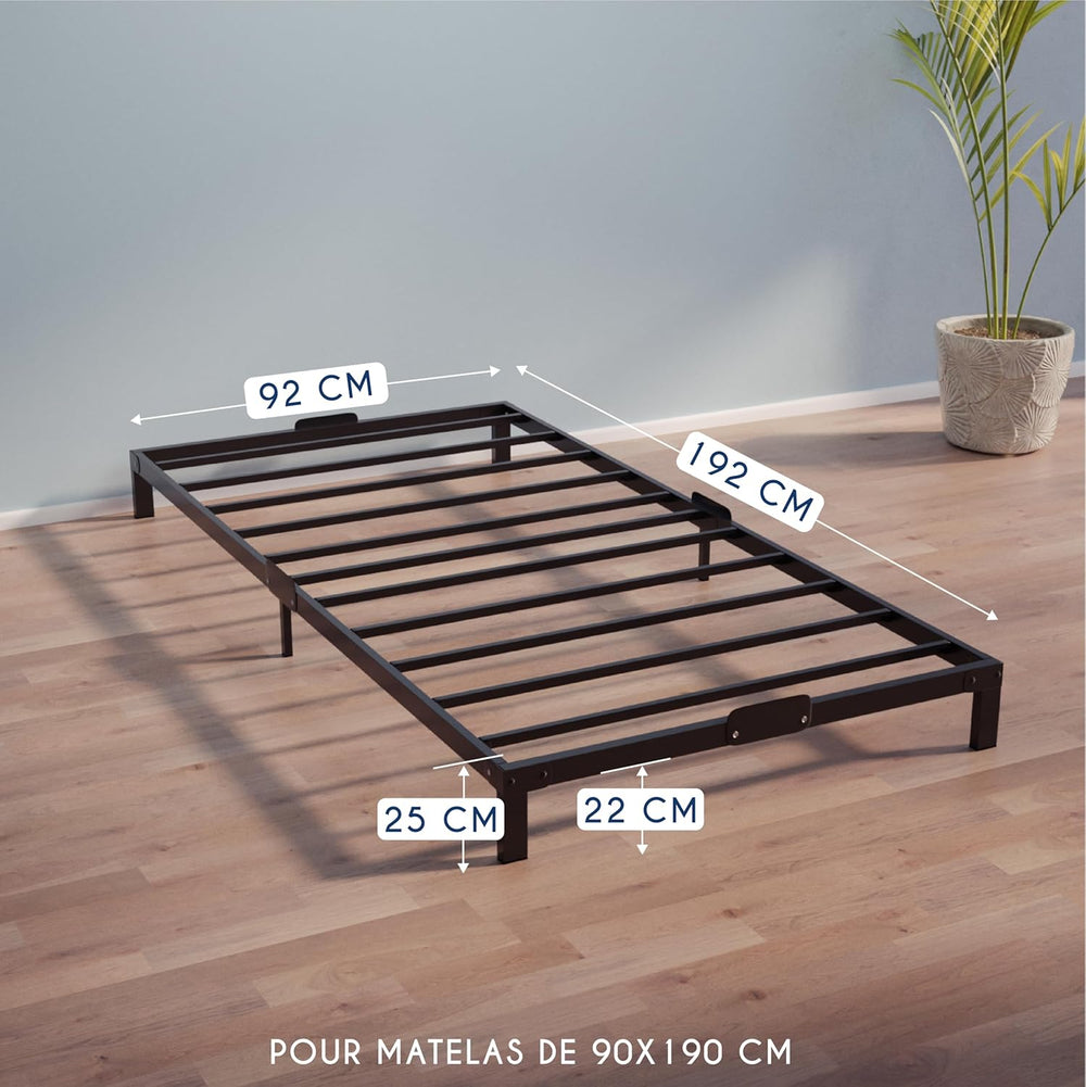Dreamzie Cadre de Lit 160x200 avec Sommier - Sommier 160x200 avec Pieds - Hauteur de 35 cm - Structure Solide, Assemblage Facile et Espace de Rangement