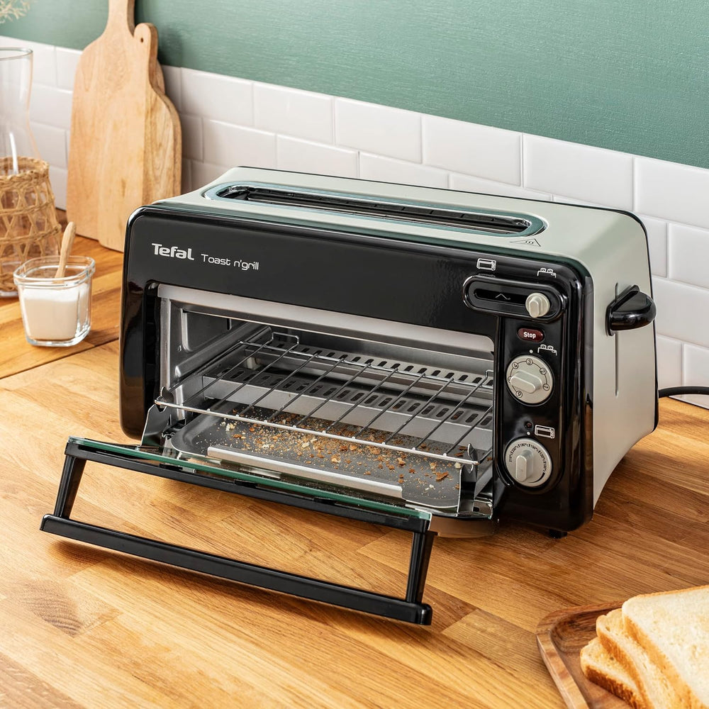Tefal 2-in-1 Toaster & Mini Oven, Stainless Steel, Long Toaster Slot with Lid, 6 Levels of Browning, Grill Temperature up to 210°C, Toast N Grill TL600810