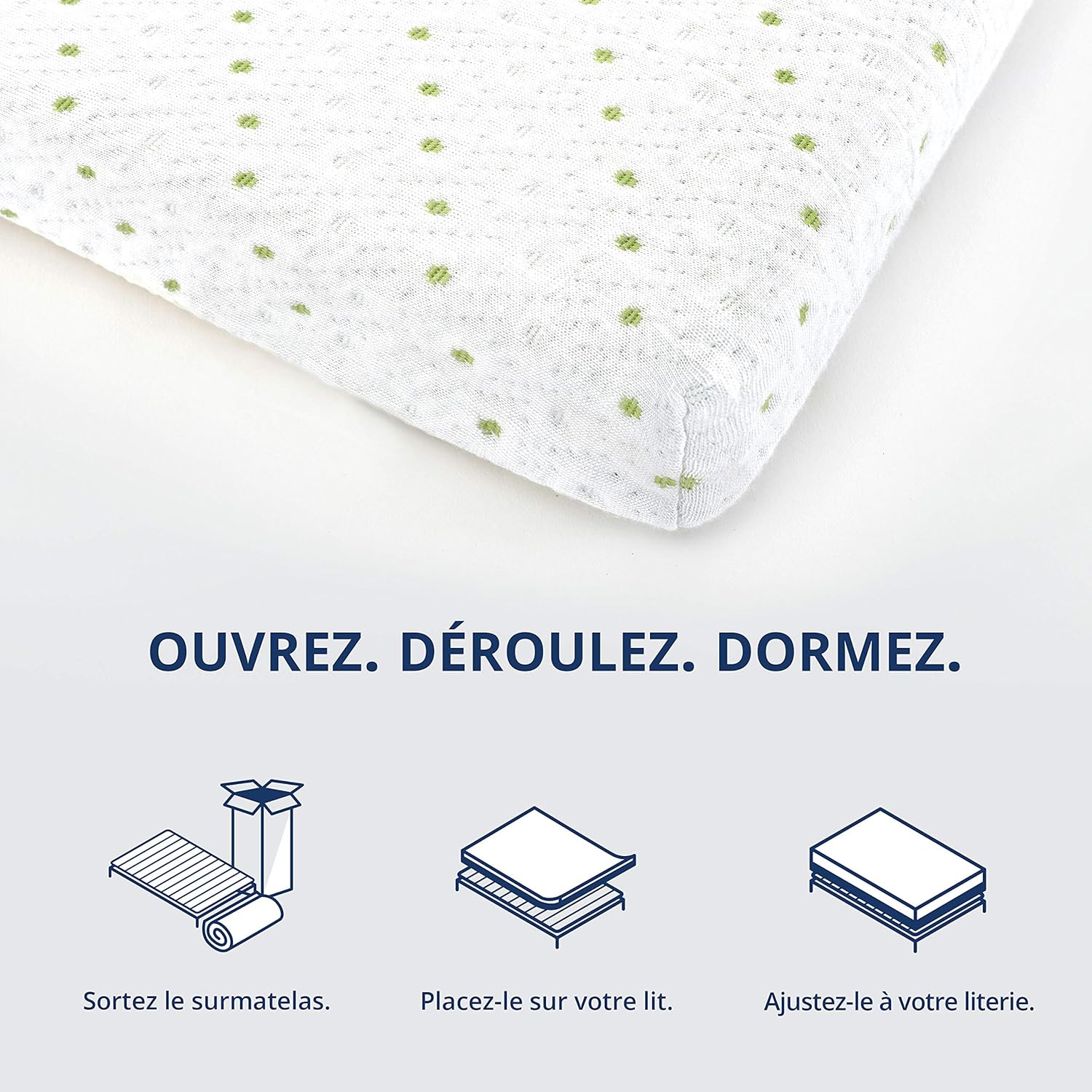 ViscoSoft - Surmatelas 160 x 200 Mémo, Surmatelas 160 x 200 memoire de Forme 5cm avec Aération Optimale et Mousse Haute Densité 50kg/m³, Housse Bambou Lavable, Surmatelas 160x200 Confort Moelleux