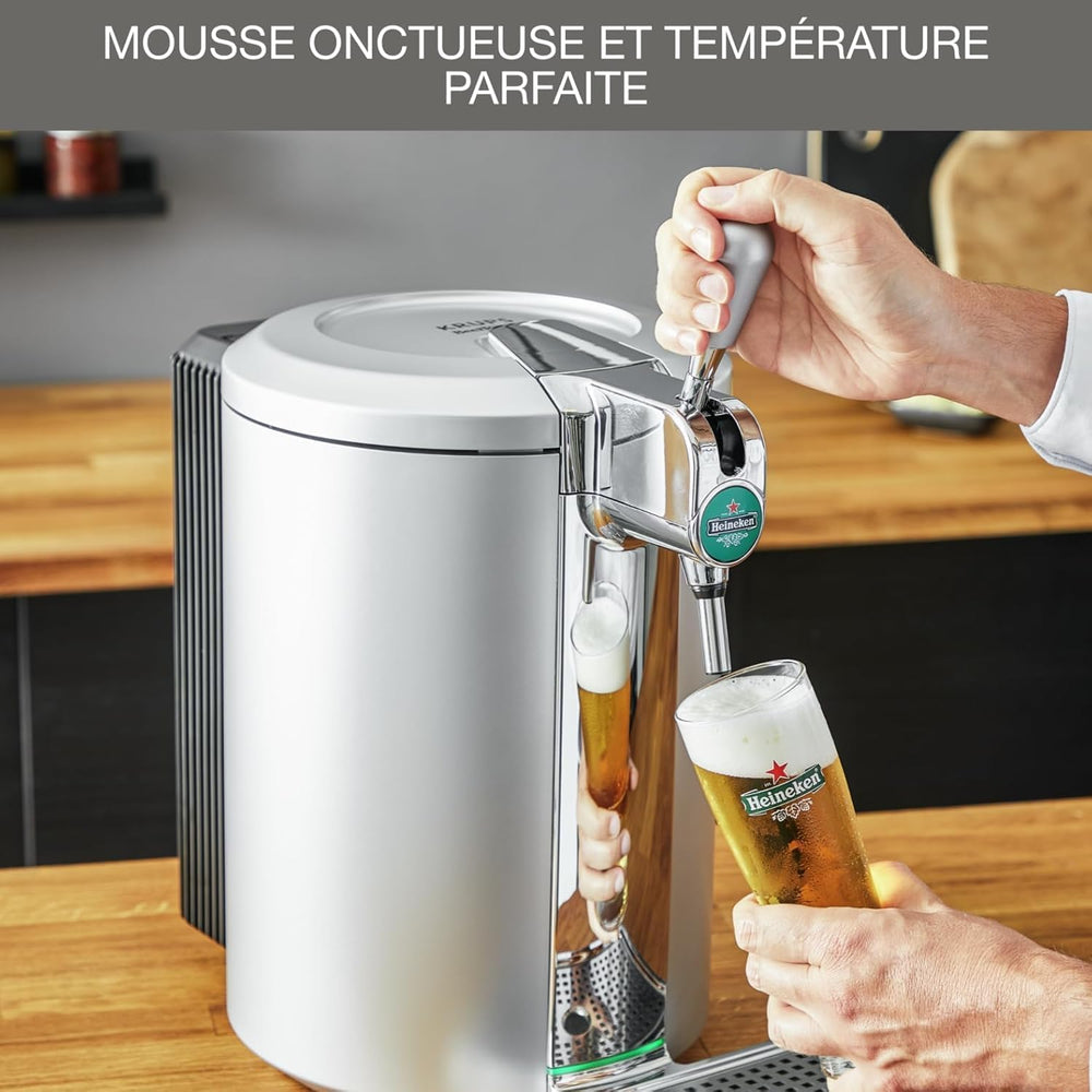 Krups Beertender Machine bière pression, Fûts de 5 L, Marques du groupe Heineken, Témoin lumineux, Température et mousse parfaites, Bière fraîche, Installation facile, Compact noire VB450E10
