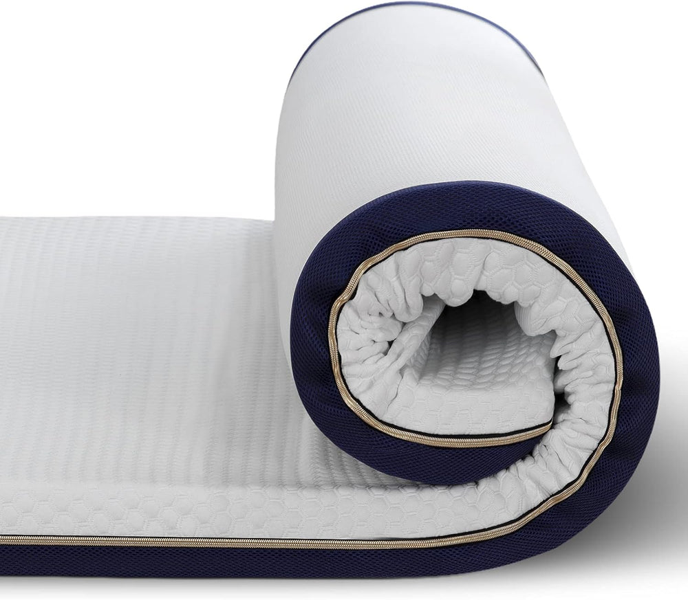 BedStory Mattress Topper 160 x 200 cm, Thickness 10 cm, Memory Foam Mattress Topper 160 x 200 cm Gel Infused Ergonomic Mattress Topper, High Density Ventilation, Hypoallergenic Washable Cover
