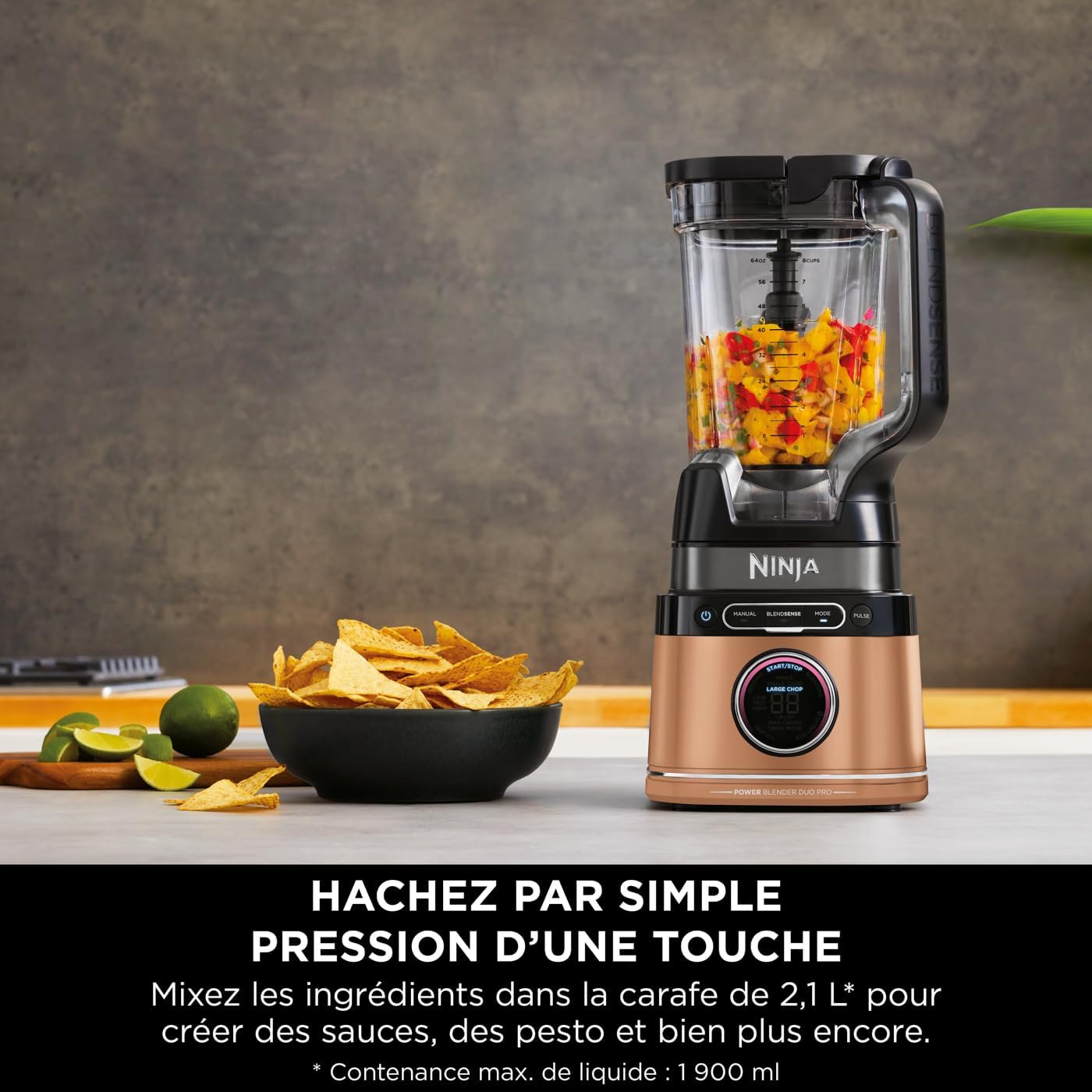 Ninja Detect Power Blender Processor Pro 3-en-1, mixeur 1200W, bol à mélanger, lame malaxeur, gobelet individuel, récipient, pétrir, mixer, hacher et mélanger, noir, TB401EU