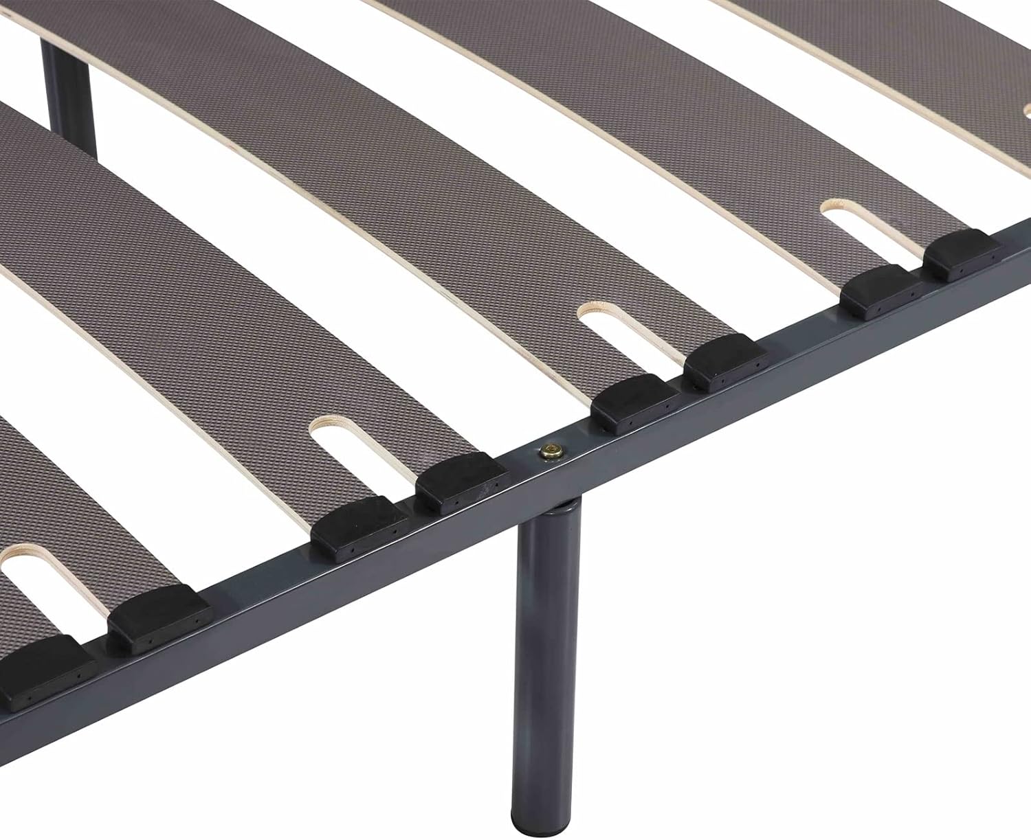 SAMPUR - Morpholattes bed base | 90 x 190 cm | 7 legs included | Grey | 25 cm high | epoxy lacquered metal frame | Extra wide slats | 5 support zones