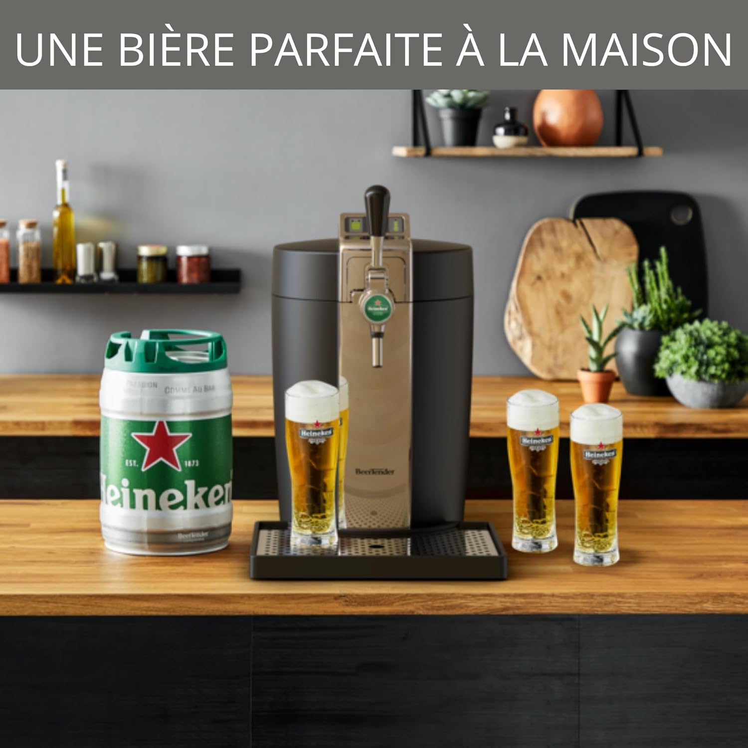 Krups Beertender Draft Beer Machine, 5 L Kegs, Heineken Group Brands, Indicator Light, Perfect Temperature and Foam, Cold Beer, Easy Installation, Compact VB452E10