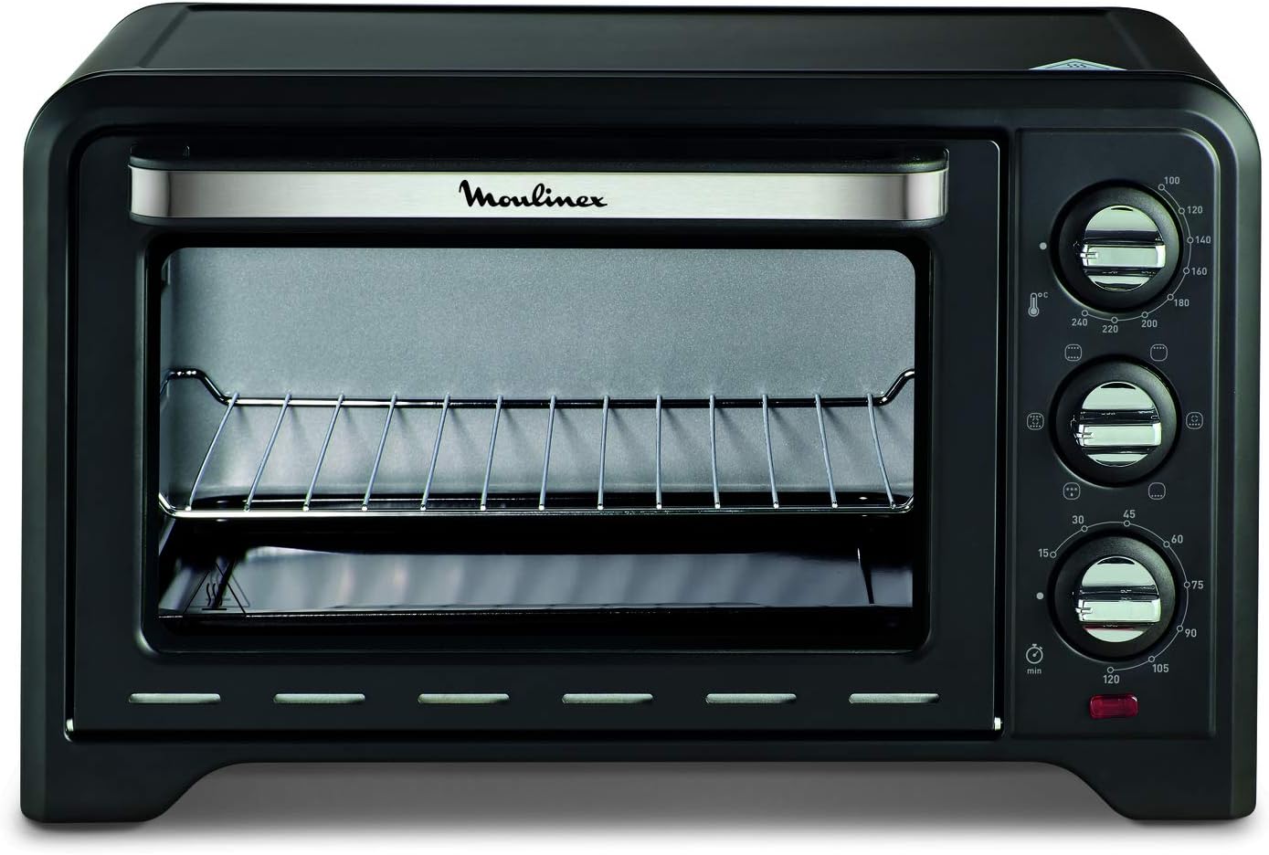 Moulinex Oven, 33 L, Rotating heat, Advanced convection, 6 cooking modes, Thermostat adjustable up to 240°C, Timer 120 min, Reversible grill, Silicone oven mitts, Optimo Black OX464811