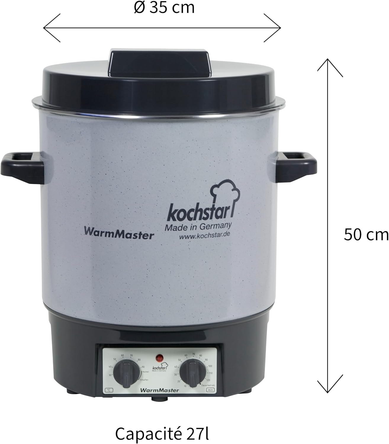 Kochstar K99104035 Electric Sterilizer with Thermostat and Tap 27 Litres 50 x 46.5 x 37 cm Grey