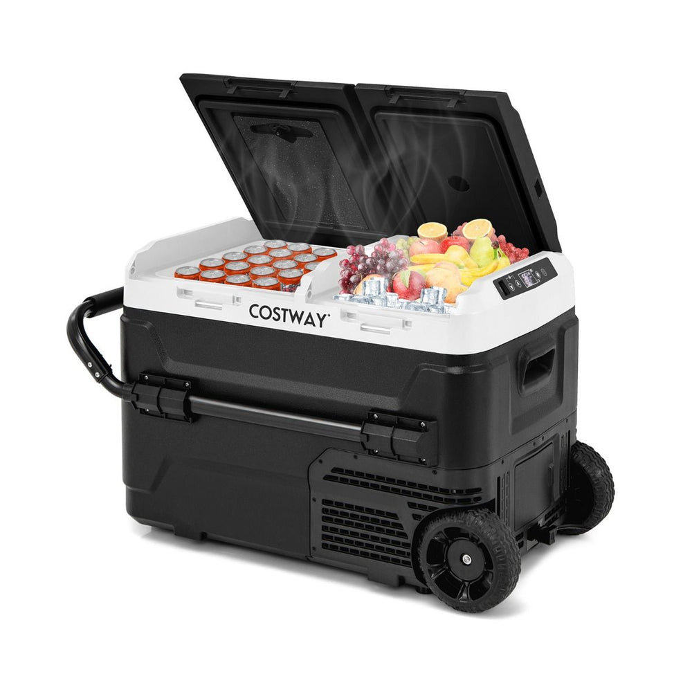 Glacière Électrique Portable Double Zone 40L Réfrigérateur de Voiture 12 V à Compresseur -20℃ ~ 2012/24V CC et 100-240V CA Noir -