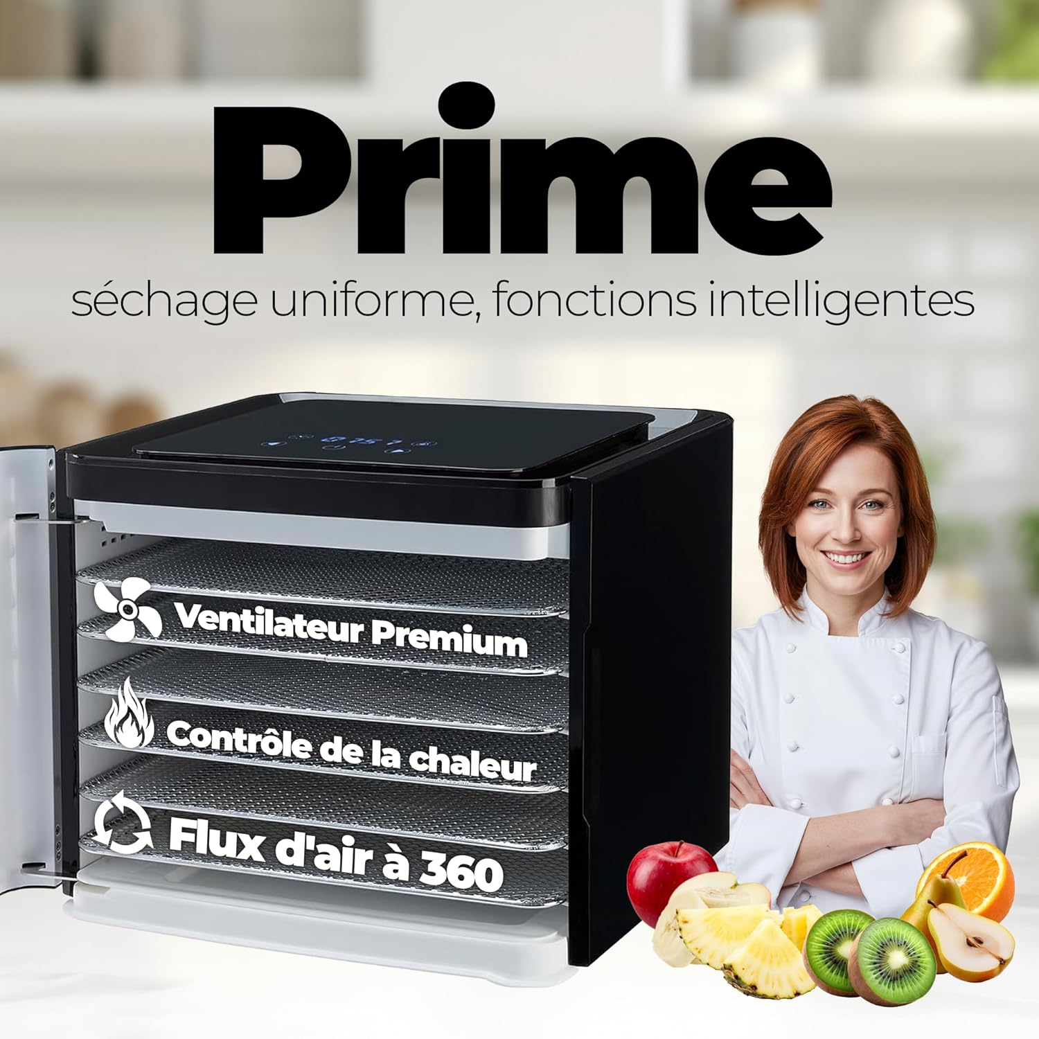 Nebula Déshydrateur Alimentaire | 6 Plateaux Acier Inoxydable | Contrôle Tactile LED | Température Réglable 35-70°C | Deshydrateur Fruits Et Légumes | Deshydratateur Alimentaire | 400W