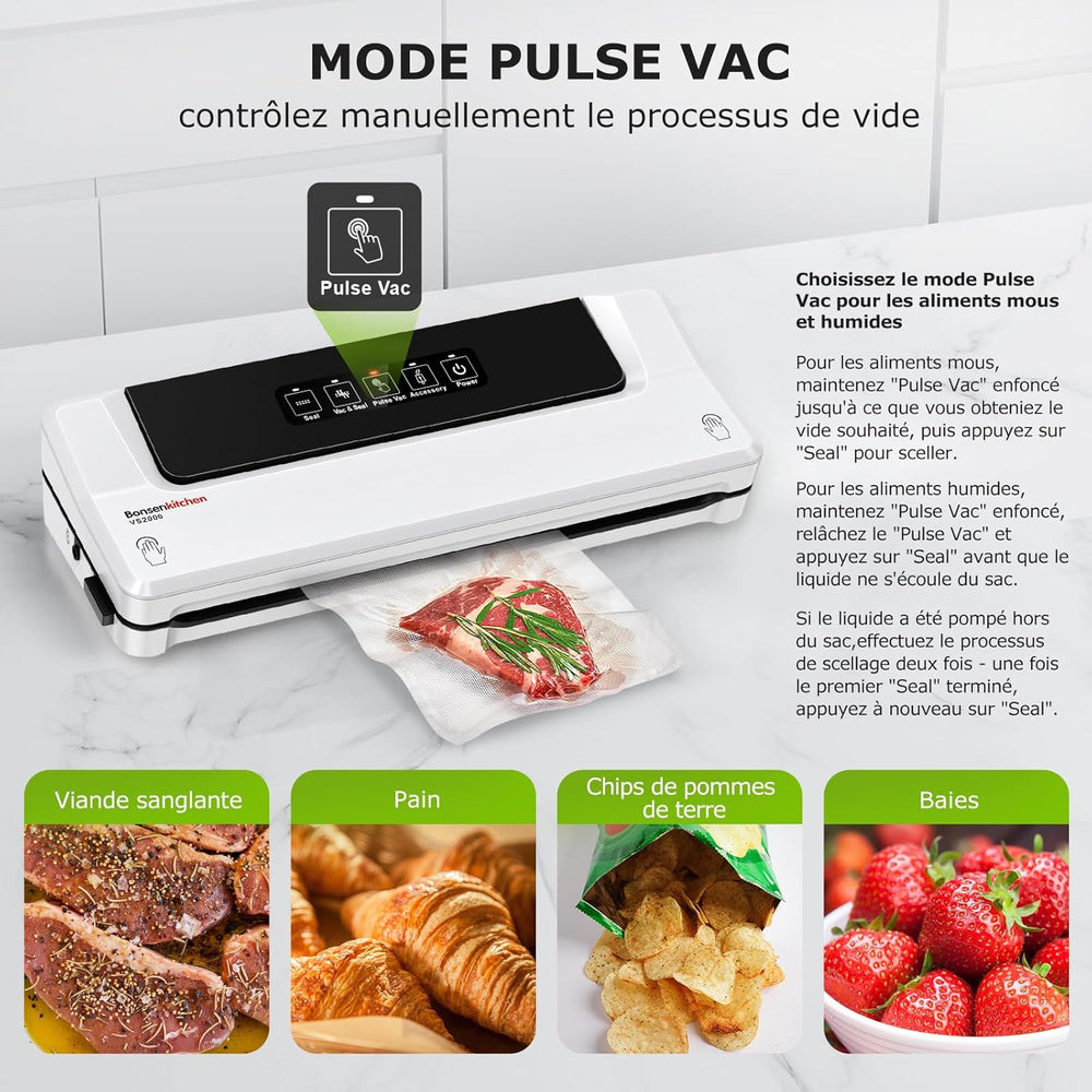 Bonsenkitchen Food Vacuum Sealer - Vacuum Sealer for Vacuum Cooking and Preserving Fresh Food, Including Vacuum Bags 40