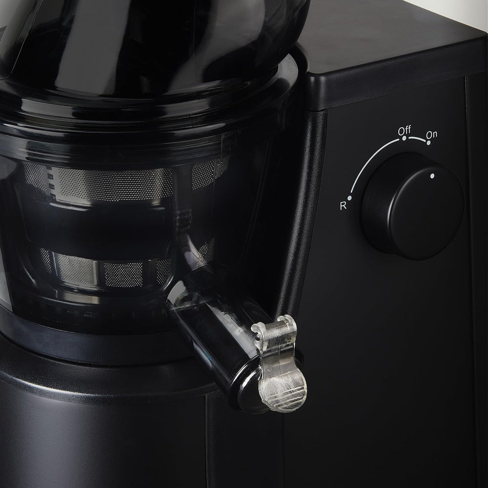 H.Koenig GSX12 Vertical Juice Extractor Stainless Steel Black, Fruit and Vegetable Juice, BPA Free, 82 mm Wide Mouth, Soft Pressure, 1 Litre, 400 W