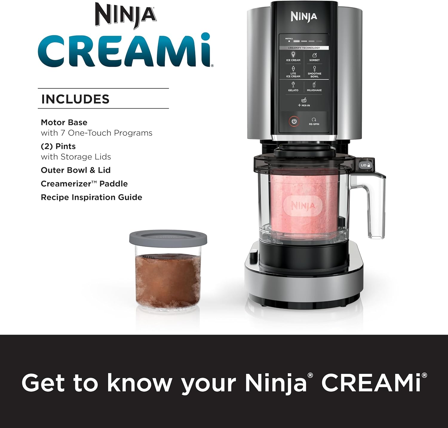 Ninja CREAMi Deluxe Ice Cream & Frozen Treat Maker for Ice Cream, Sorbet, Milkshakes, Frozen Yogurt, & More, 11-in-1, XL Capacity, Silver, Includes (2) Family-Sized 24 oz. Tubs, NC501