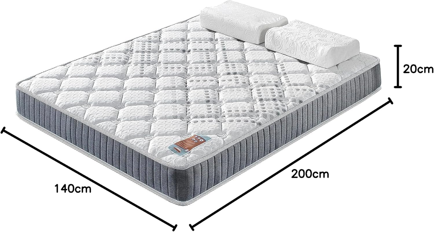 November- Matelas Eliha 120x190cm- Technologie Hybrid: Ressorts ensachés + Mousse HDensité-Épaisseur 20cm- Soutien Tonique & indépendance de Couchage- Label SANITIZED(Anti bactérien/acarien)