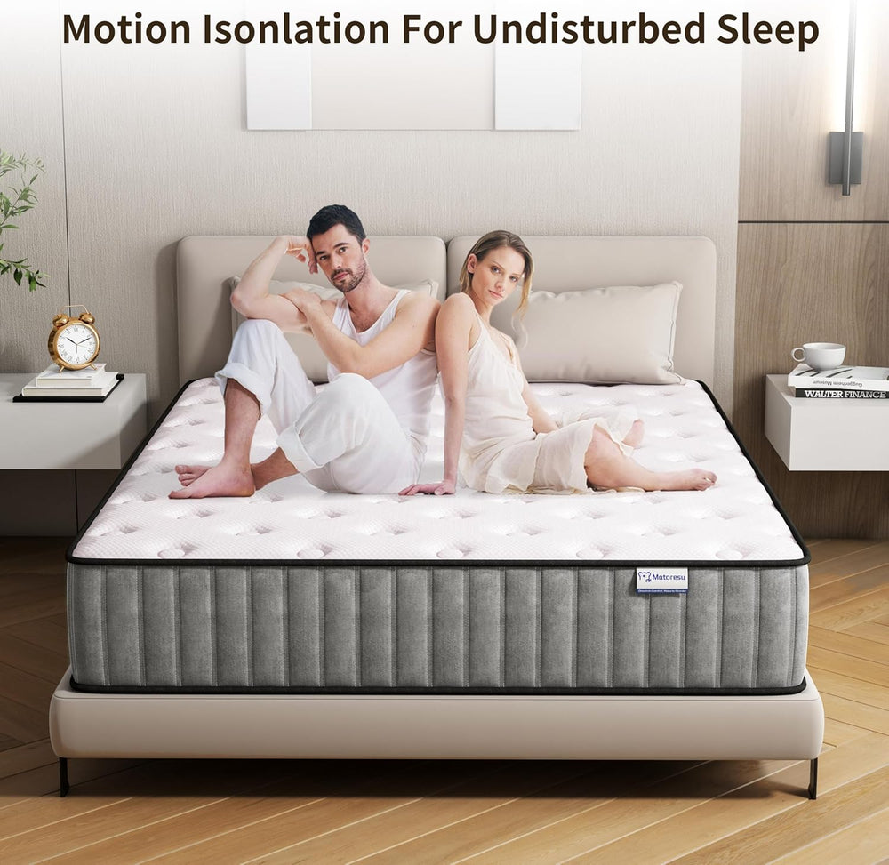 Matoresu Double Mattress 160 x 190 cm Memory Foam Height 25 cm Medium Rigid H3 Ergonomic 7 Zone Cold Foam Comfortable Breathable Fabric Cover