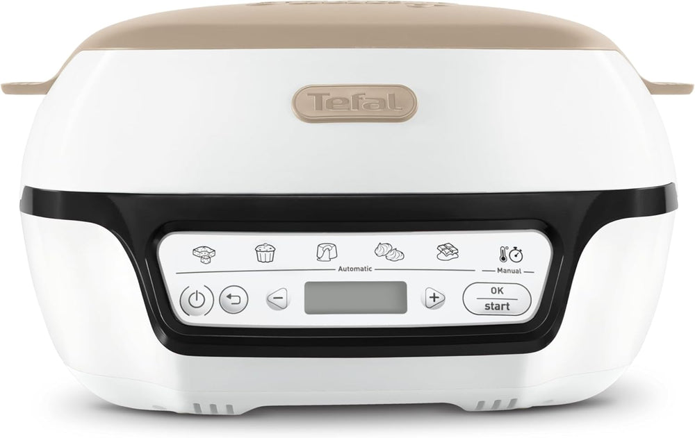 Tefal Smart Cake Machine, 5 Automatic Programs, Ideal Temperature and Time Adjustment, Non-Stick Aluminum Pan, 6 Creabake Muffin Tins, Cake Factory KD804910