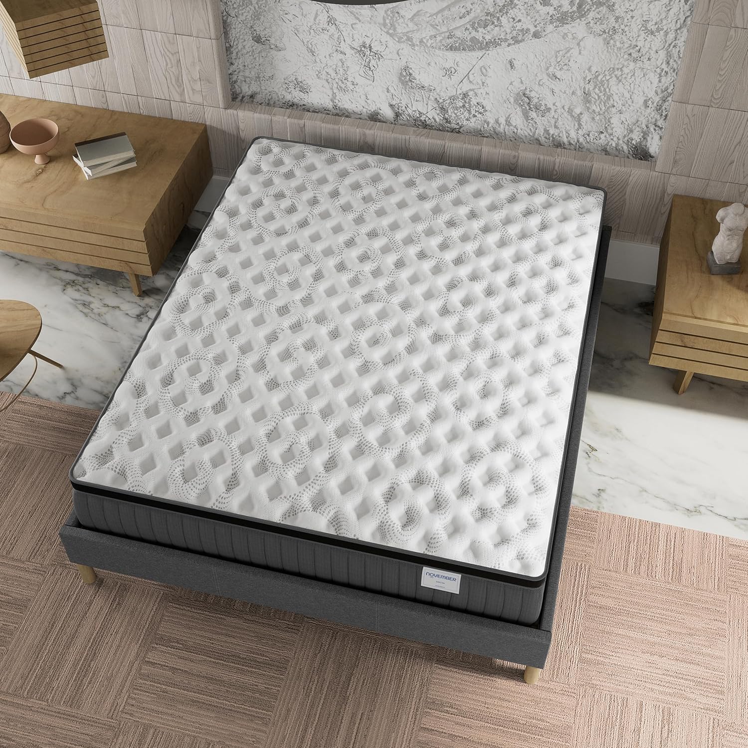 sensoreve November- Matelas Elekctra 140x190cm- Épaisseur 30cm- Hybride: Ressorts ensachés+Mousse Mémoire de Forme - Soutien Tonique & indépendance de Couchage-Label SANITIZED(Anti bactérien/acarien)