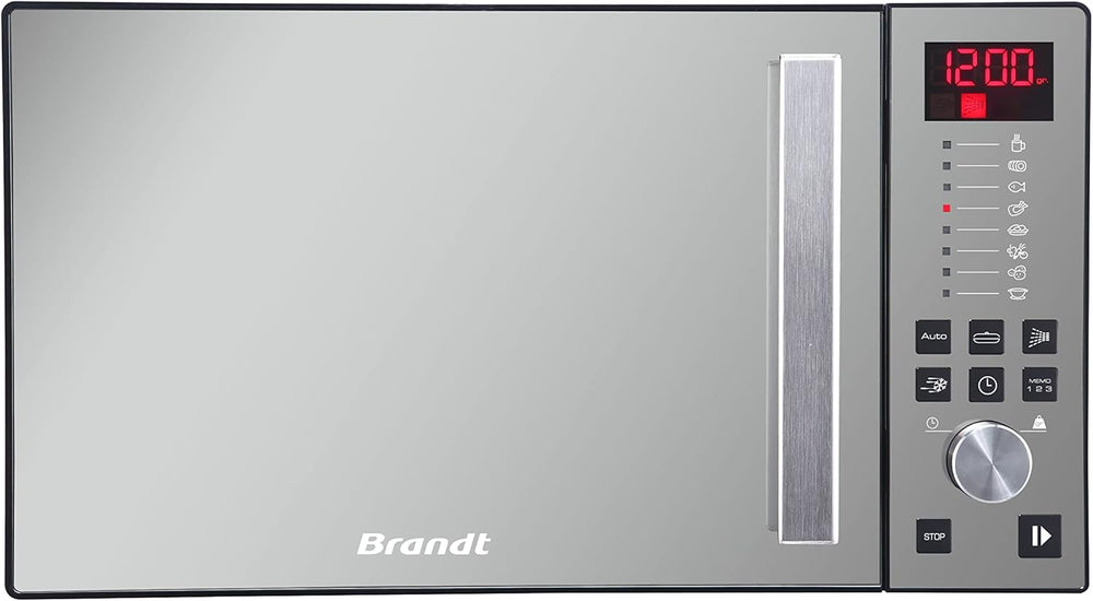 BRANDT - SE2616W - Micro-ondes Solo Electronique 26L – 900W – Autoprogramme 8 positions – 3 mémoires – Programme Speed Defrost – Façade miroir – Cavité énamelite – Blanc