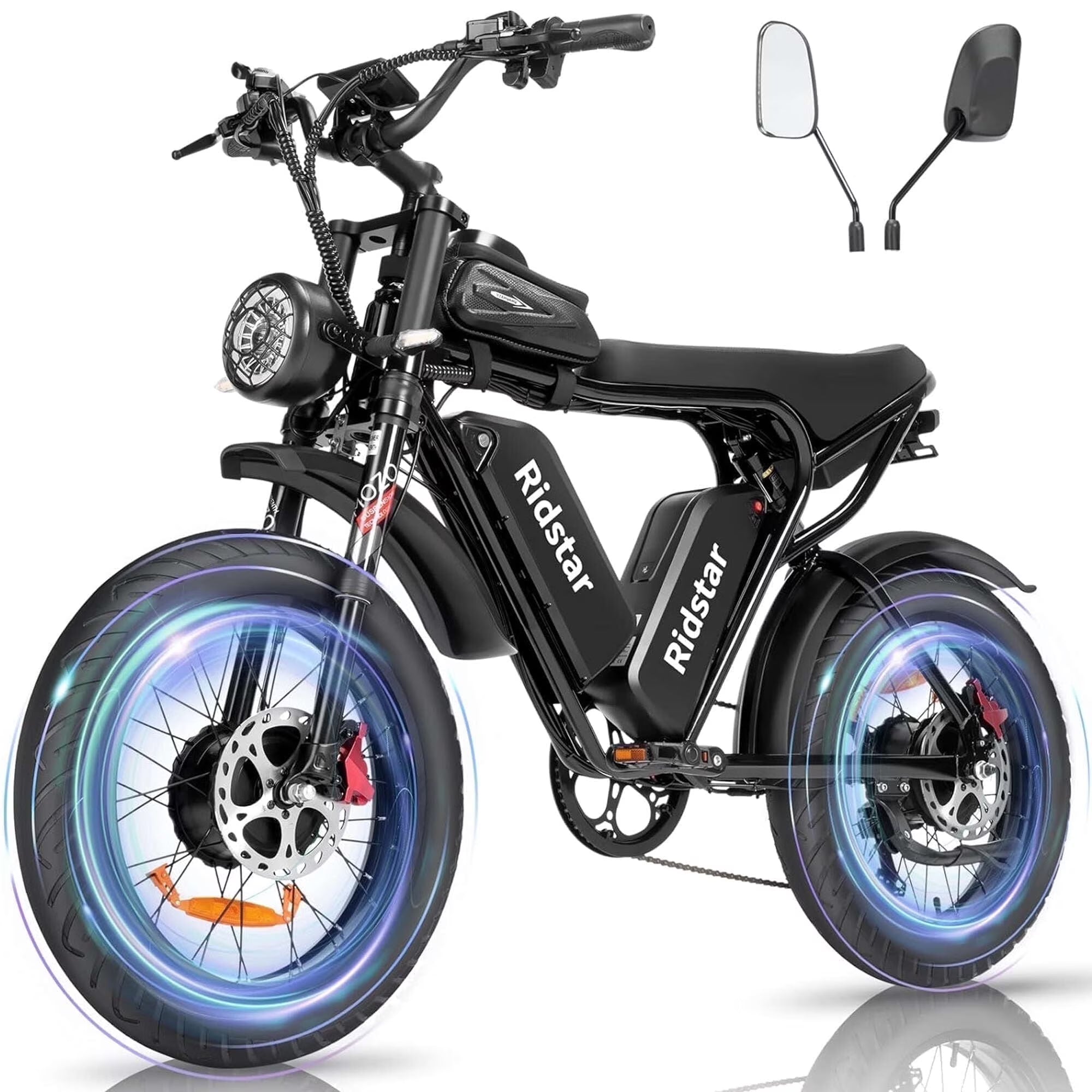 Ridstar Electric Bike for Adults Q20, 1200W 30MPH, 48V 15.6ah Electric Bicycle, 7 Speed Full Suspension Mountain Bike UL2849