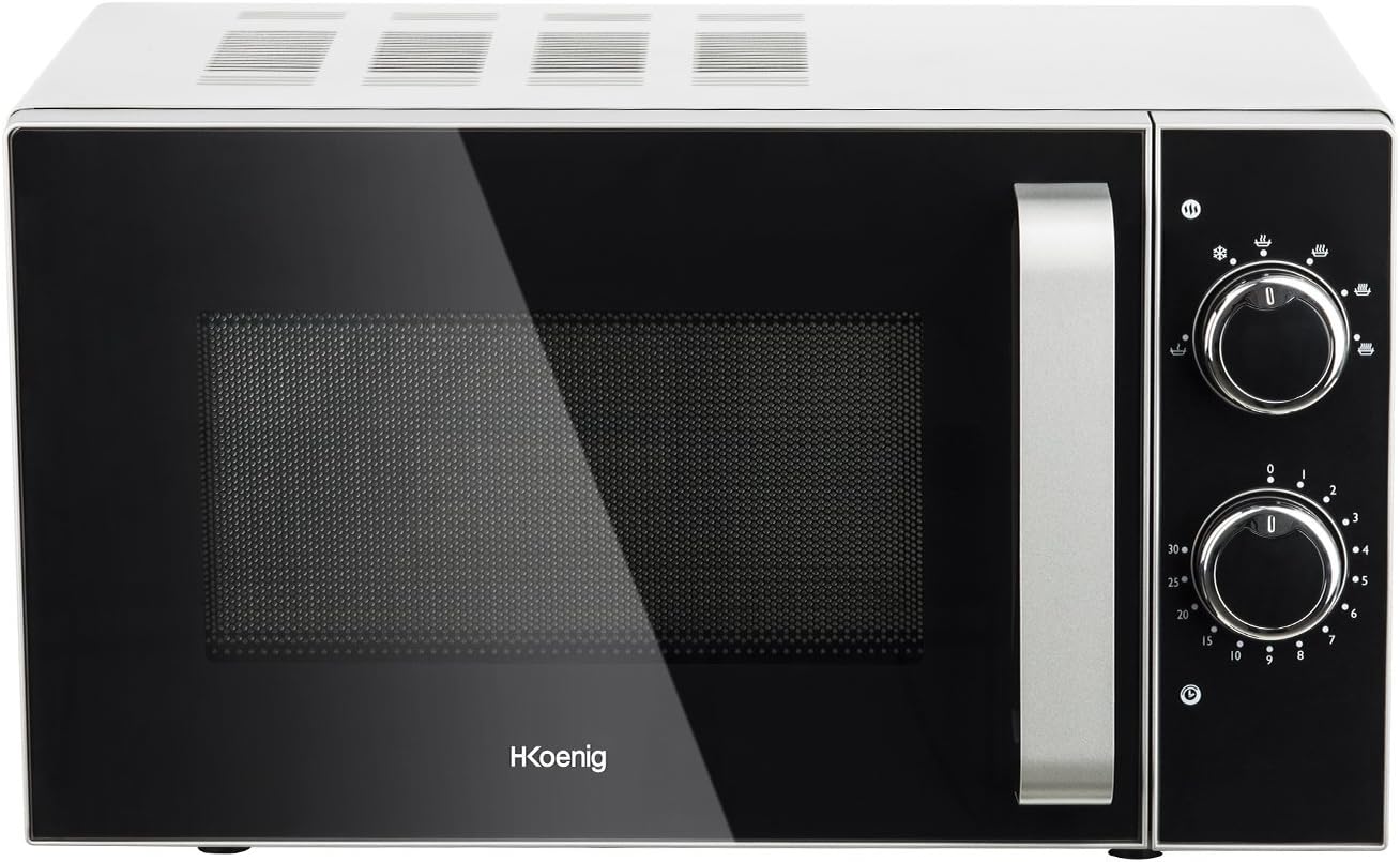 H.Koenig Compact Design Microwave 20L VIO4, Powerful 700W, Turntable 24.5 cm, Multifunction 5 Heating Levels and Defrost Function, Timer up to 30 min, Fast, Worktop