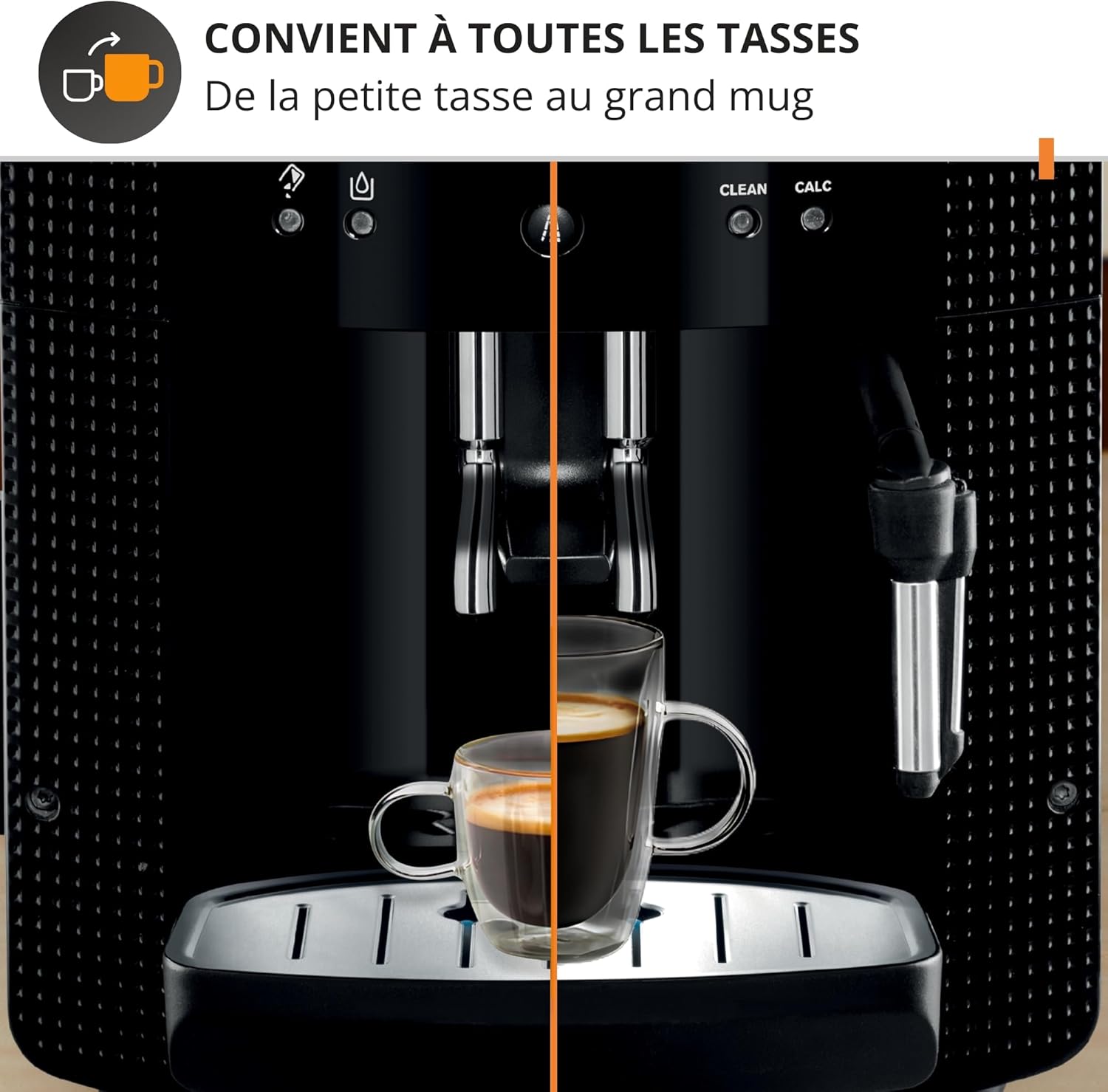 Krups Coffee Bean Machine, 1.7 L, 2 Cups Simultaneously, Automatic Cleaning, Steam Nozzle for Cappuccino, Espresso Maker, Essential Black YY8125FD