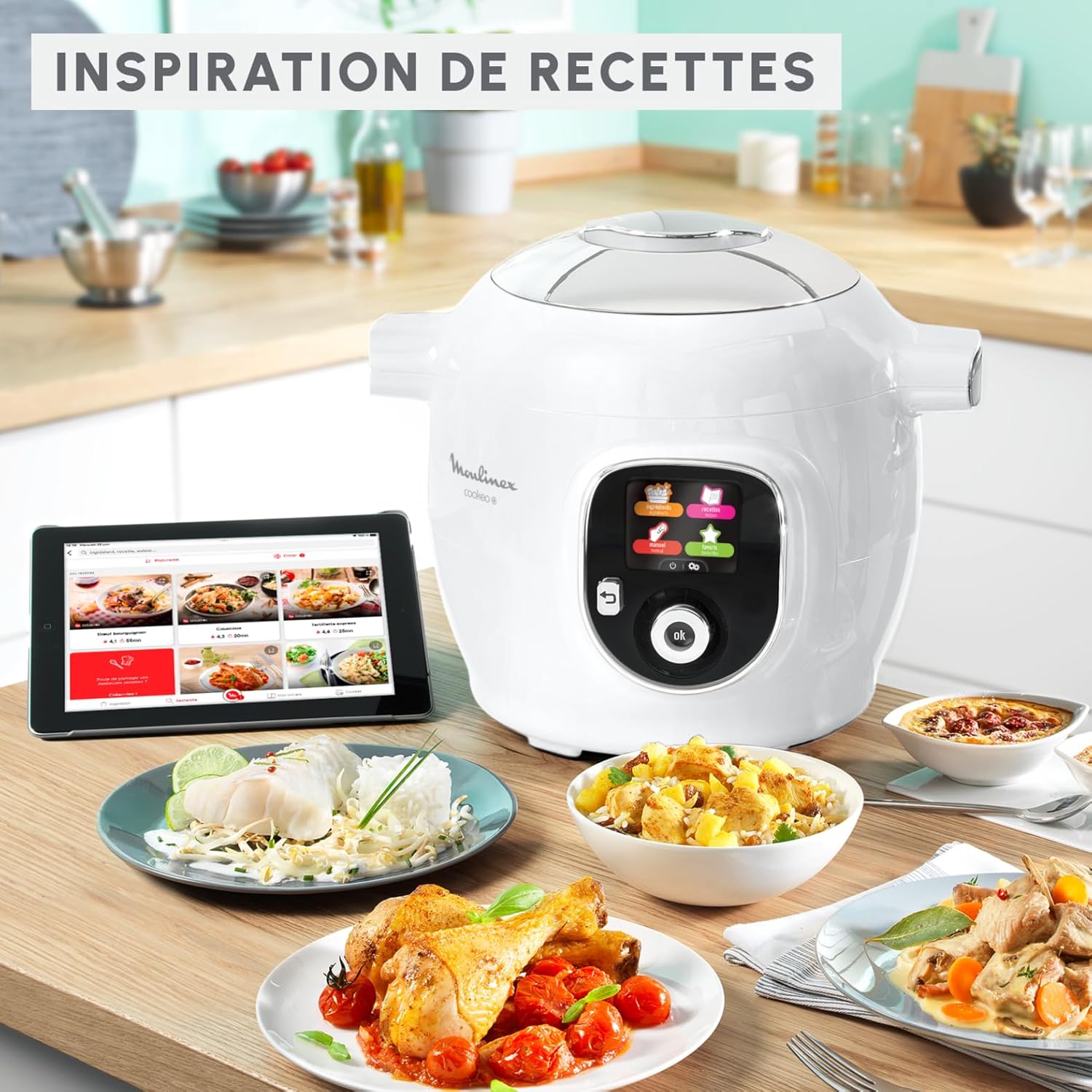 Moulinex Cookeo Mini Smart High Pressure Multicooker, 3L, 2 People, 150 Built-in Recipes, Unattended Cooking, Step-by-Step Guide, Compact, Moulinex App CE880410