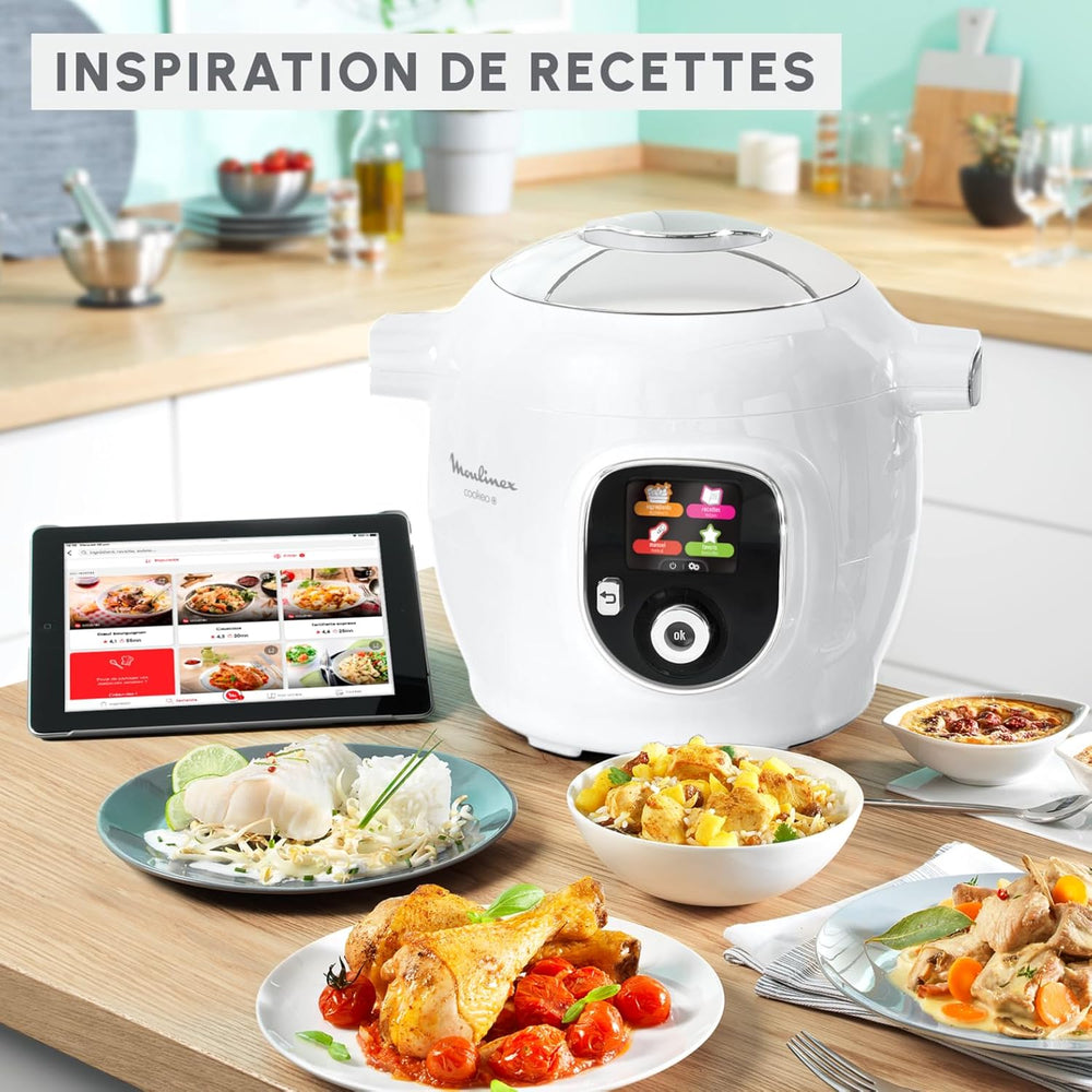 Moulinex Cookeo Mini Smart High Pressure Multicooker, 3L, 2 People, 150 Built-in Recipes, Unattended Cooking, Step-by-Step Guide, Compact, Moulinex App CE880410