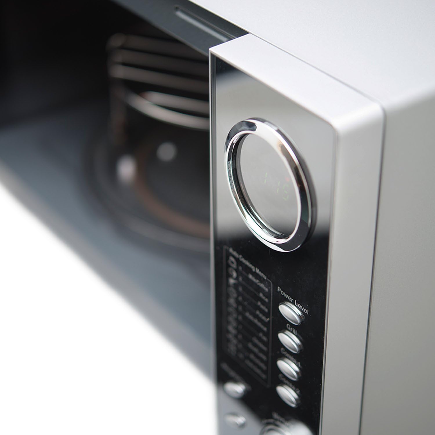 H.Koenig Four à Micro-ondes Compact Digital 20L VIO2, 700W, Plateau tournant 24,5cm, Multifonction Programmable 6 niveaux de chauffe, Décongélation et Express, Minuterie 60min, Effet mirroir noir