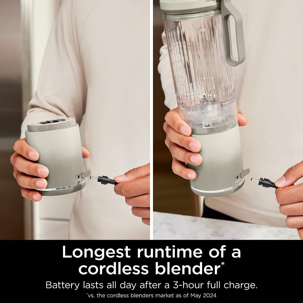 Ninja Blast Max, Portable Blender + Twist & Go, Personal Smoothie, Blend, Ice Crush, 3 Programs, Cordless, 22 oz removable Vessel, Dishwasher Safe, Leakproof, Pink, BC251PK