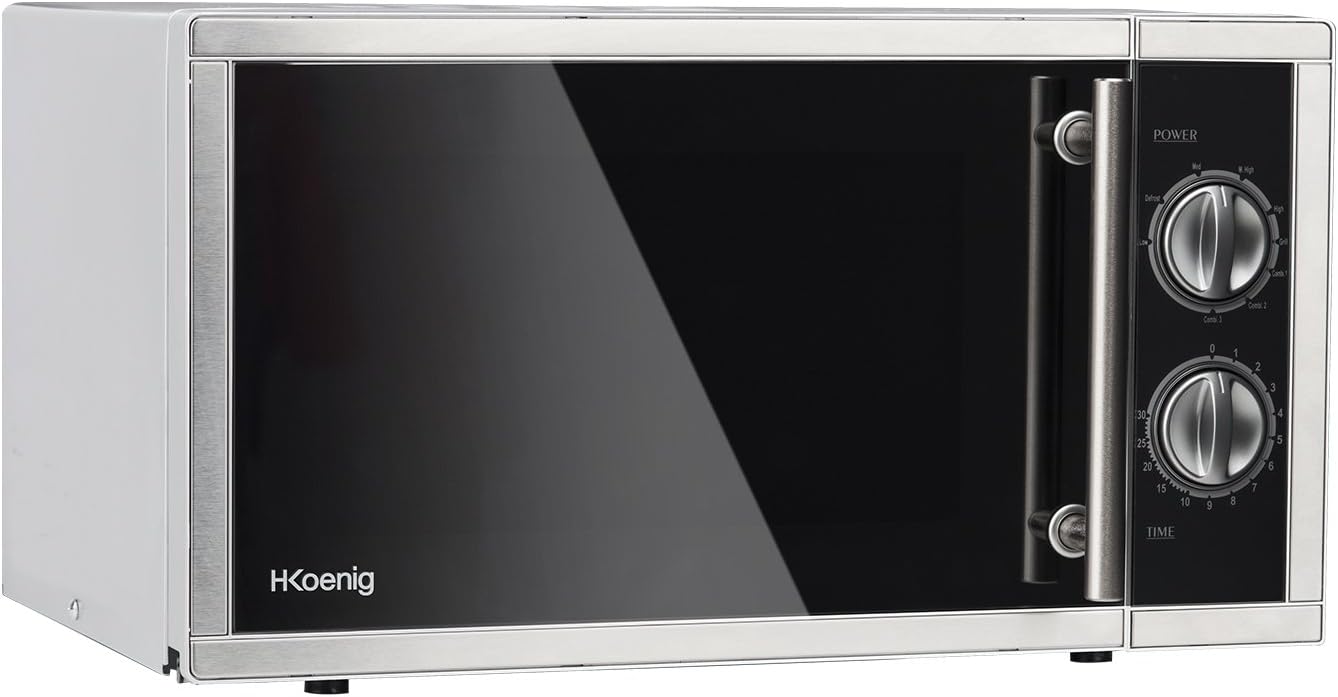 H.Koenig Compact Design Microwave 20L VIO4, Powerful 700W, Turntable 24.5 cm, Multifunction 5 Heating Levels and Defrost Function, Timer up to 30 min, Fast, Worktop