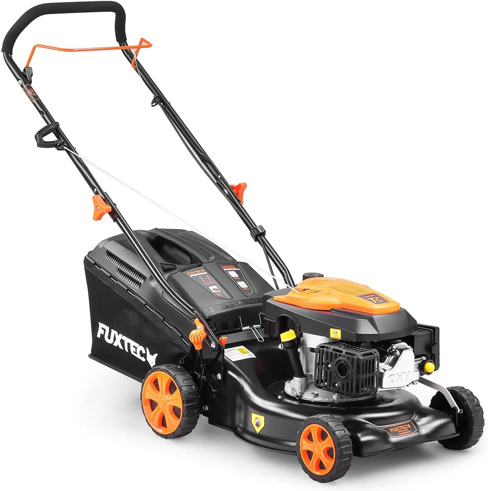 FUXTEC Tondeuse thermique pousse FX-RM4646ECO - Tres bon rapport qualit-prix - Easy Clean 3en1 largeur de coupe 46cm - bac de ramassage 50L