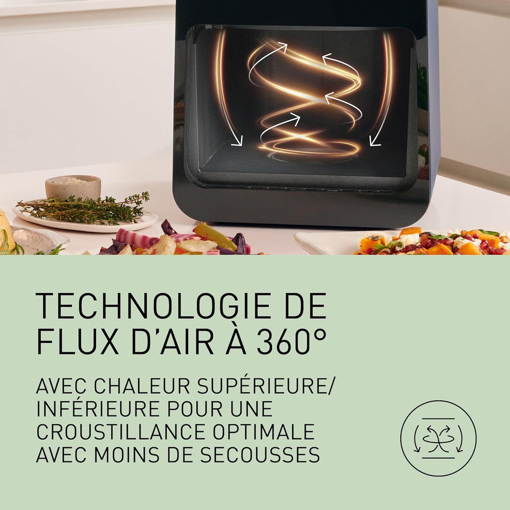 Panasonic NF-CC500SXE AirFryer Friteuse sans huile avec Hublot, 5L, 80-200°C, Minuterie Numérique et Écran LCD, Vapeur Douce, 11 Préréglages, Nettoyage Facile, Gris Mat