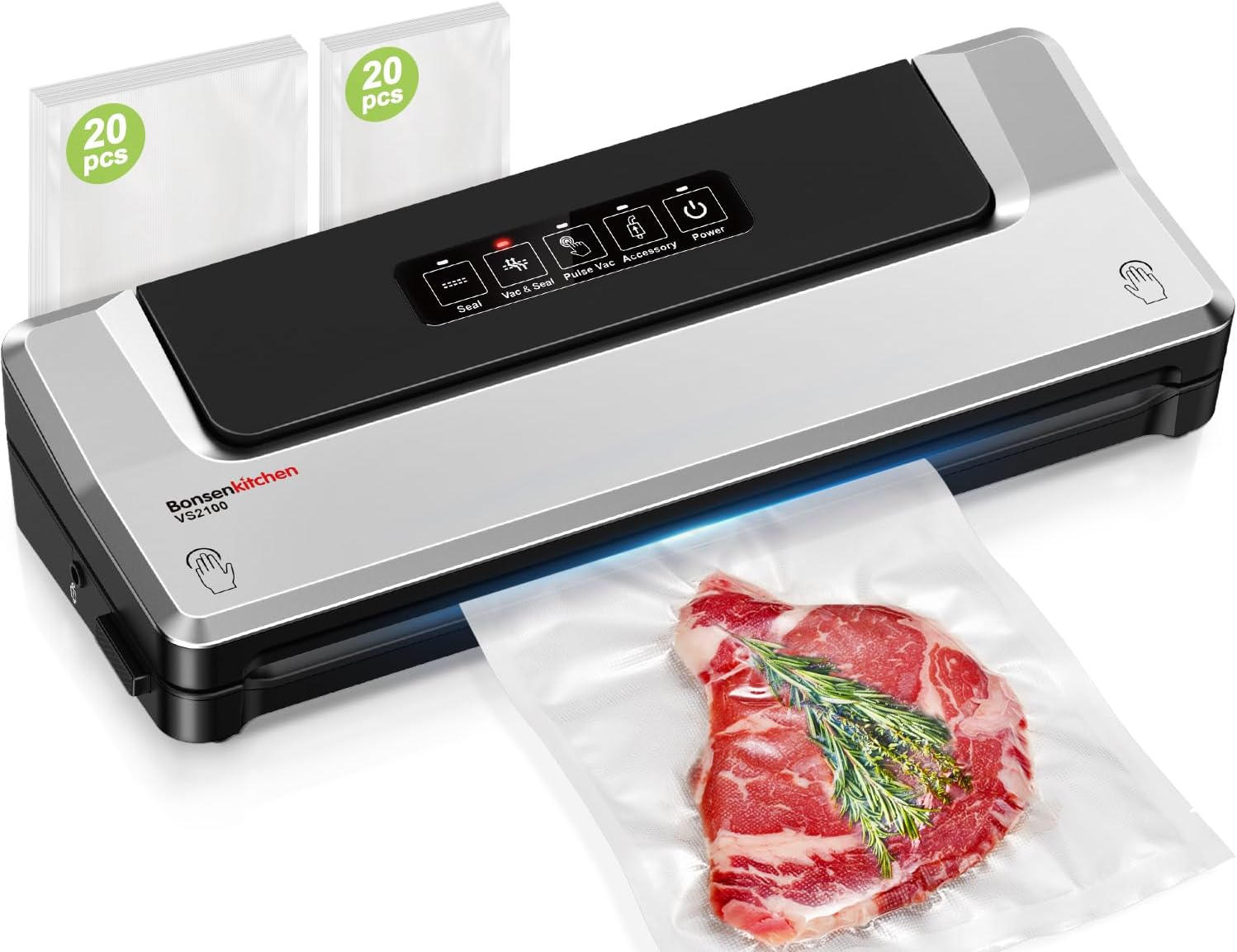 Bonsenkitchen Food Vacuum Sealer - Vacuum Sealer for Vacuum Cooking and Preserving Fresh Food, Including Vacuum Bags 40