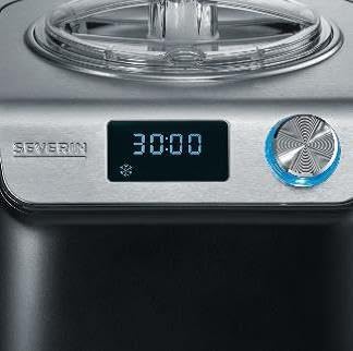 SEVERIN 2-in-1 Ice Cream Maker Compact 135 W, Electric Ice Cream Maker and Yogurt Maker with 1.2 L Capacity, Ice Maker with Recipe Book, Black, EZ 7407