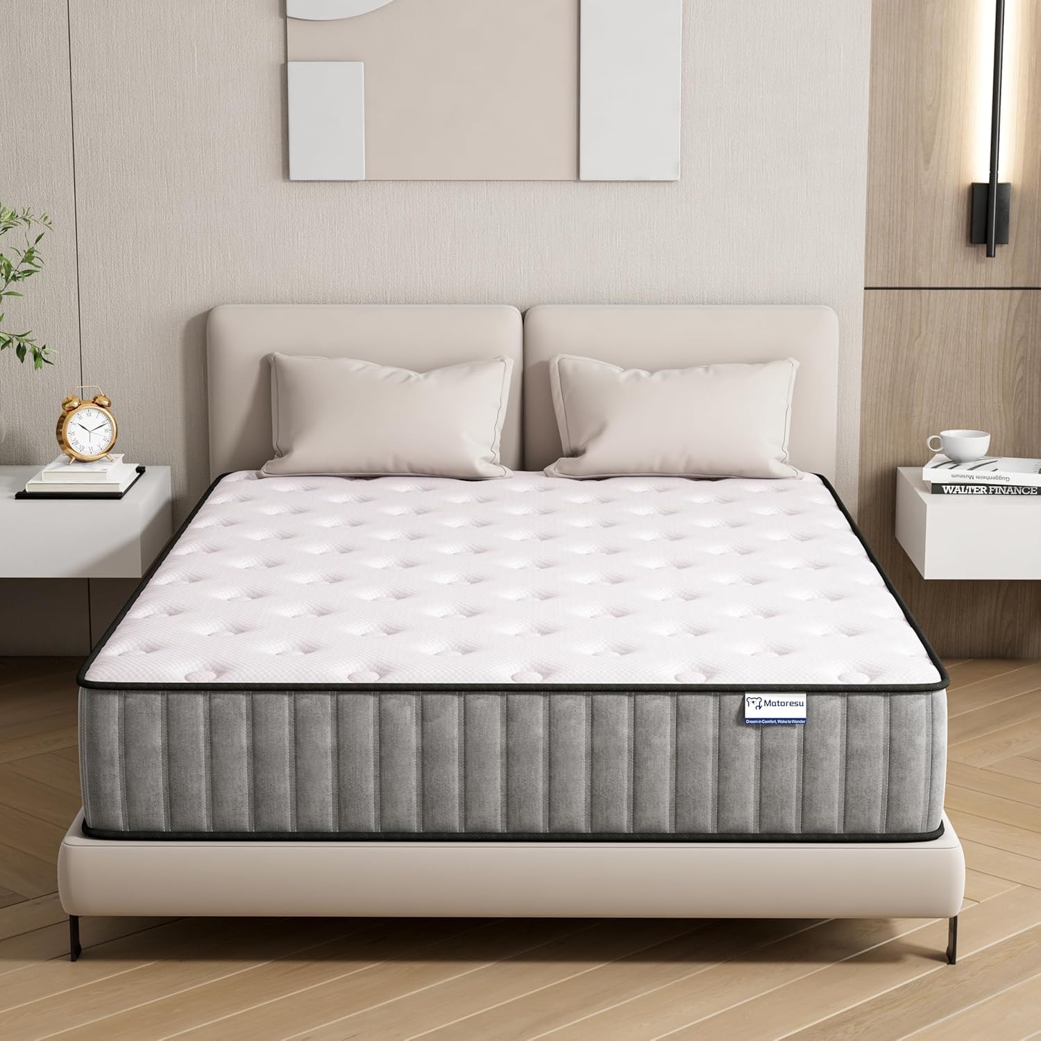 Matoresu Matelas 140x200 Hauteur 25cm, Matelas Hybride à Ressorts Ensachés Indépendant en Mousse à Mémoire de Forme, Tissu Doux pour La Peau&Soutien Confortable, Matelas 2 Personnes Moyenne Ferme